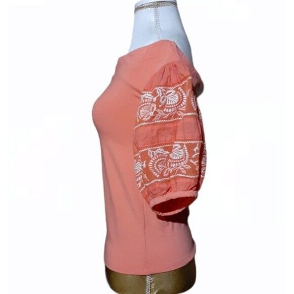 Free People Women’s Rock With It Top Boho Coral Orange Off The Shoulder  Size XS - Picture 3 of 8